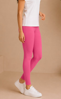 Baby Pink Cotton Stretch Ankle Length Legging