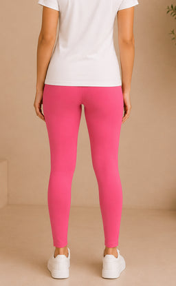 Baby Pink Cotton Stretch Ankle Length Legging