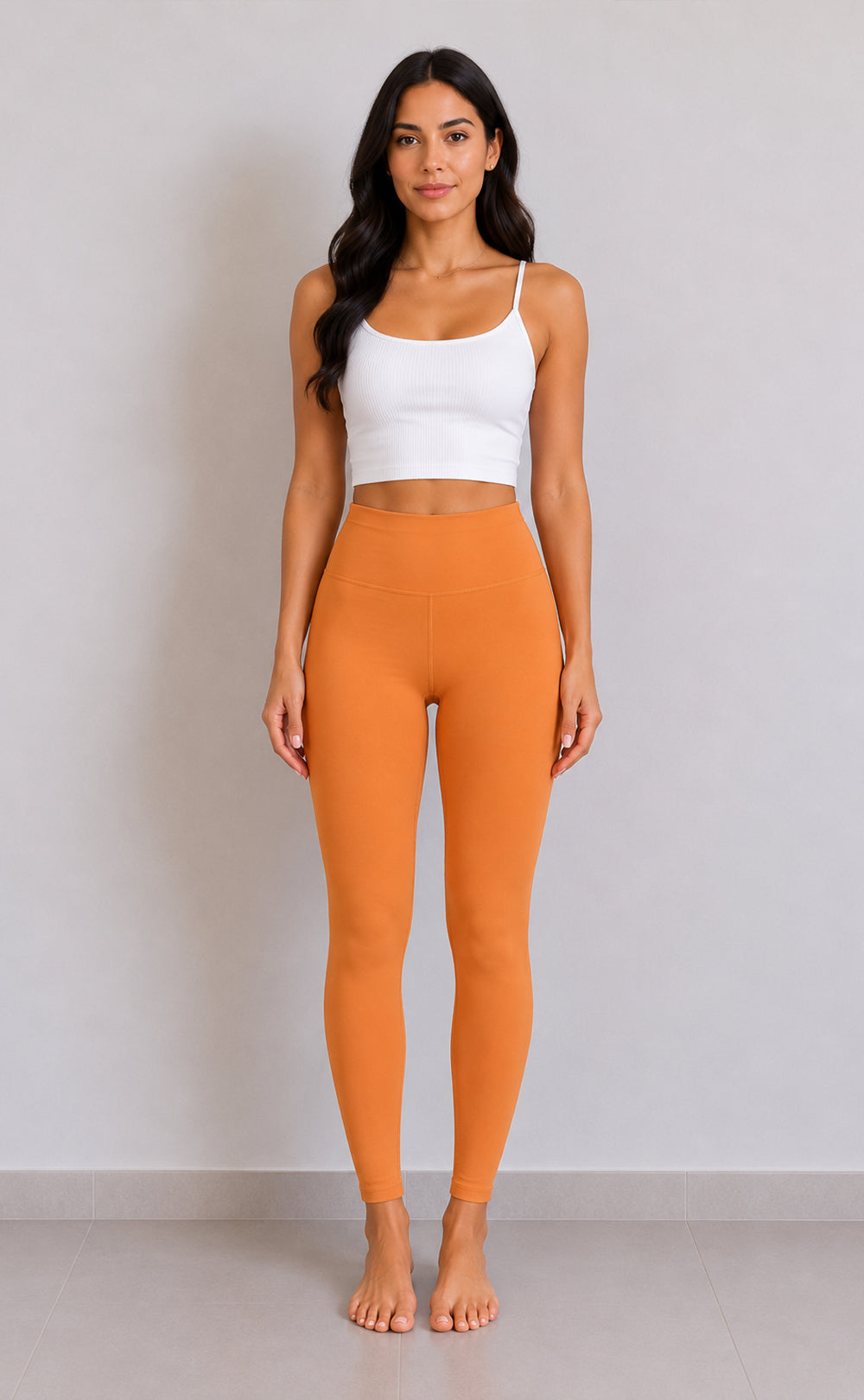 Dark Peach Cotton Stretch Ankle Length Legging