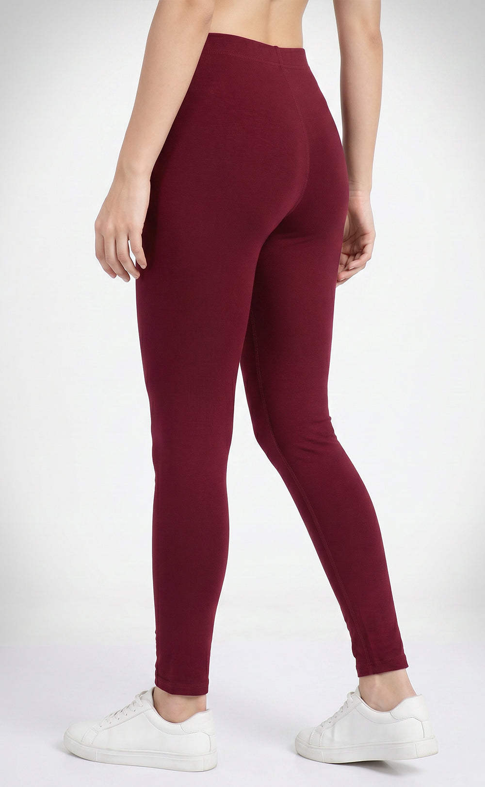 Dark Marron Cotton Stretch Ankle Length Legging