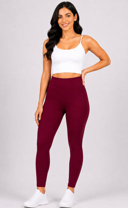Dark Marron Cotton Stretch Ankle Length Legging