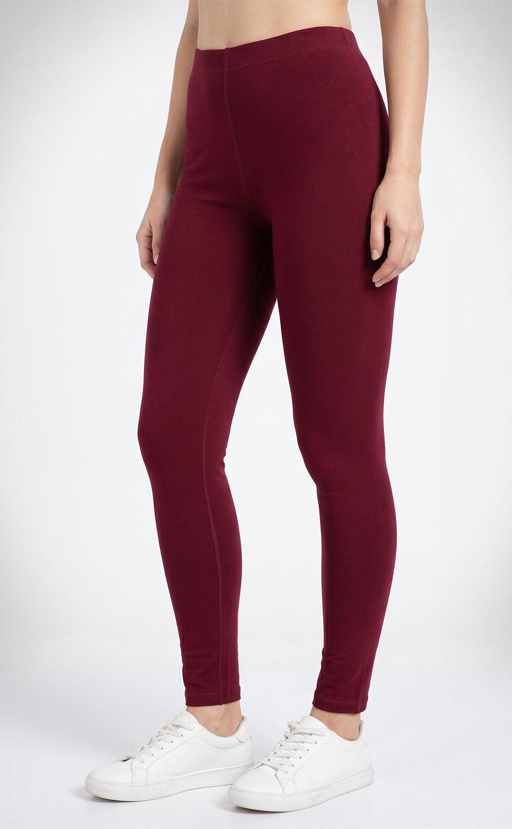 Dark Marron Cotton Stretch Ankle Length Legging