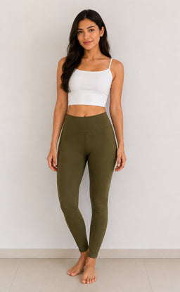 Mehndi Green Cotton Stretch Ankle Length Legging