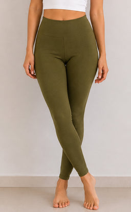 Mehndi Green Cotton Stretch Ankle Length Legging