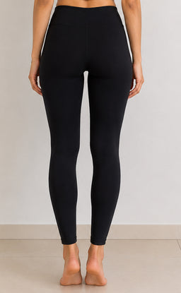 Black Cotton Stretch Ankle Length Legging