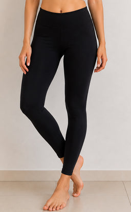 Black Cotton Stretch Ankle Length Legging