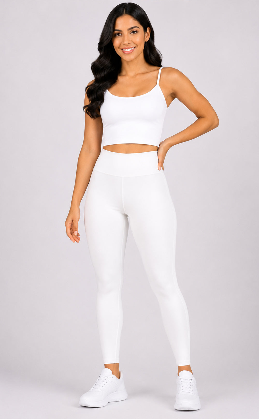 White Cotton Stretch Ankle Length Legging