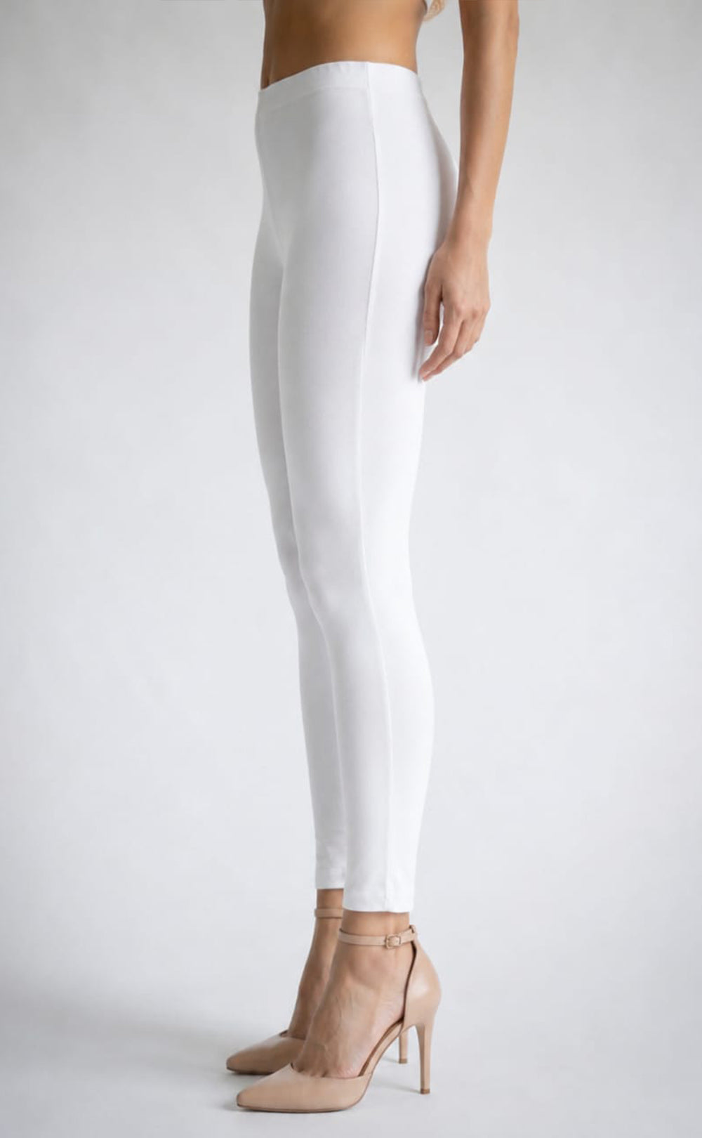 White Cotton Stretch Ankle Length Legging