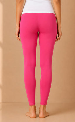 Candy Pink Cotton Stretch Ankle Length Legging