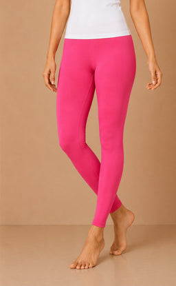 Candy Pink Cotton Stretch Ankle Length Legging