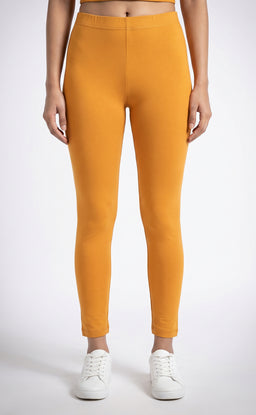 Yellow Cotton Stretch Ankle Length Legging