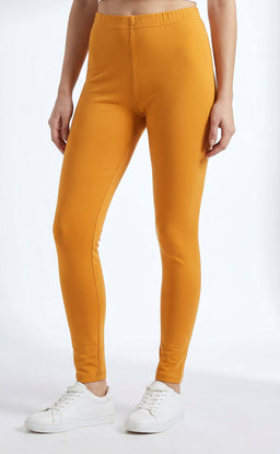 Yellow Cotton Stretch Ankle Length Legging