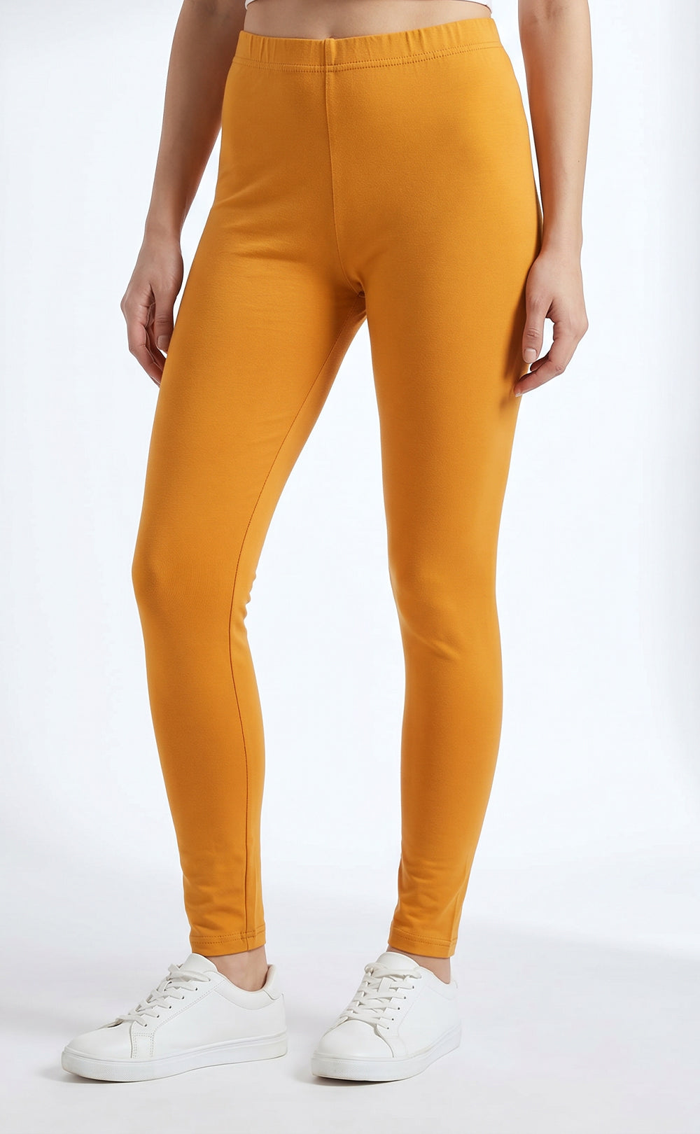 Yellow Cotton Stretch Ankle Length Legging