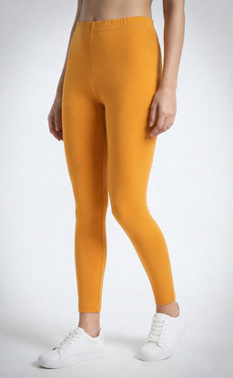 Yellow Cotton Stretch Ankle Length Legging
