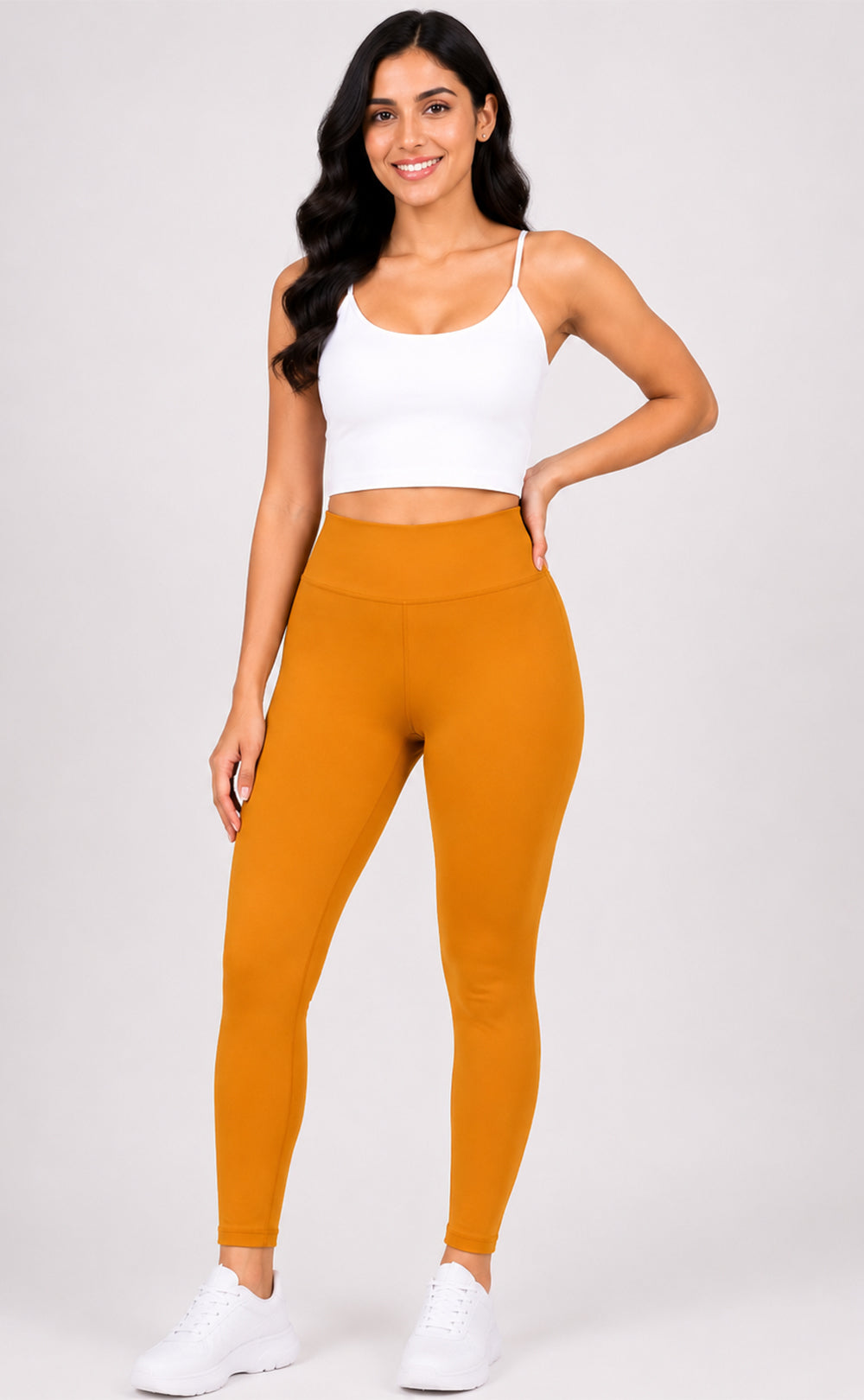 Yellow Cotton Stretch Ankle Length Legging