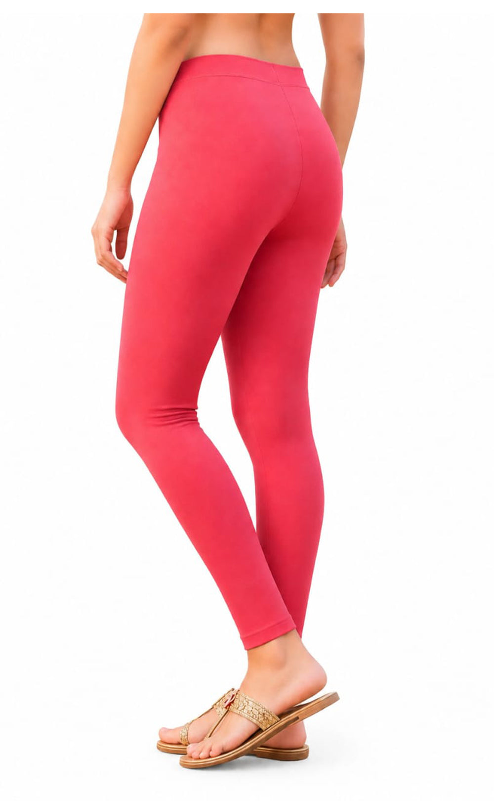 Dark Pink Cotton Stretch Ankle Length Legging
