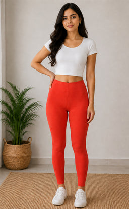 Dark Pink Cotton Stretch Ankle Length Legging