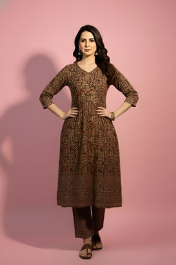 Ajrakh Printed Kurti Set