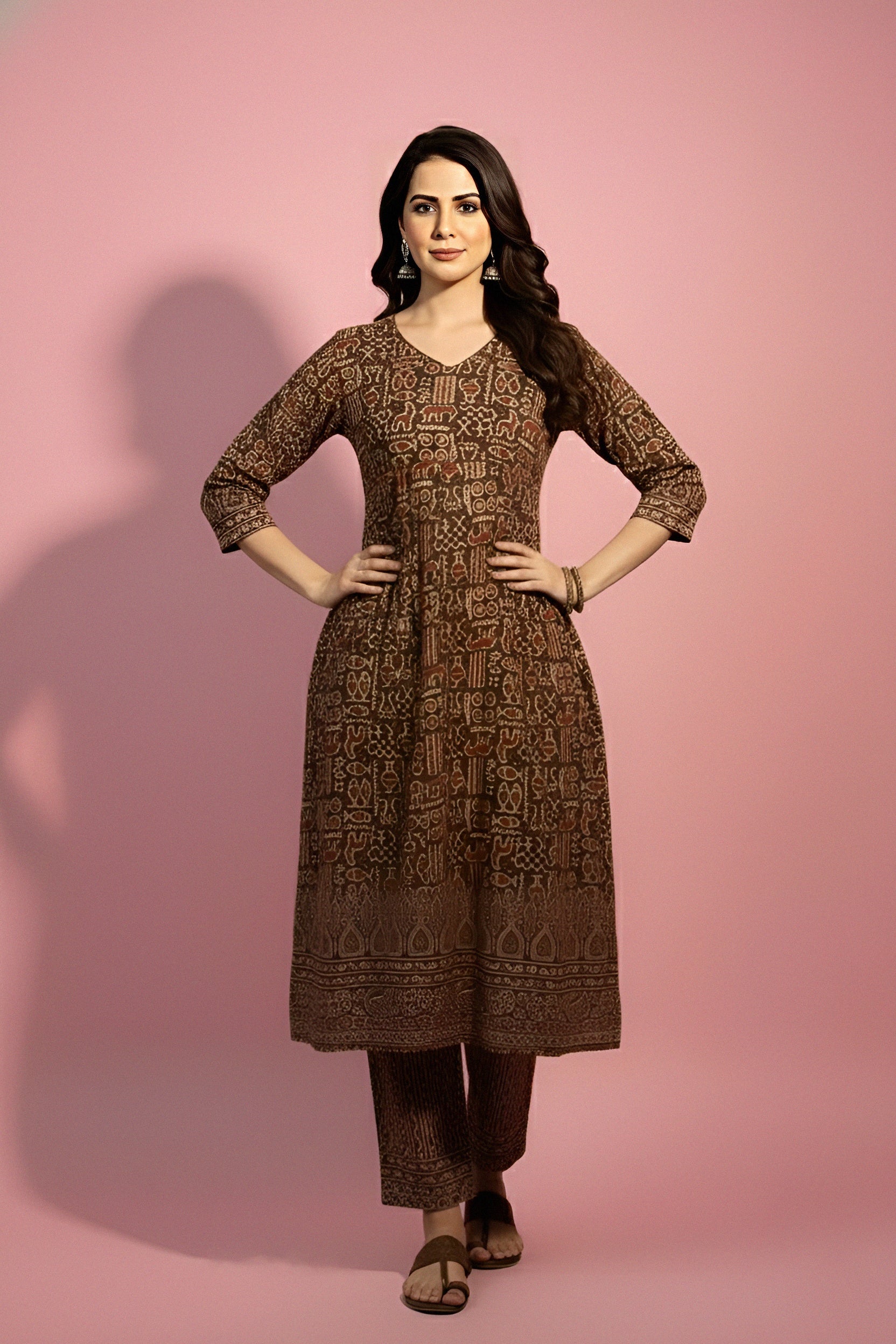 Ajrakh Printed Kurti Set