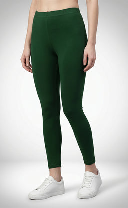 Forest Green Cotton Ankle Length Legging