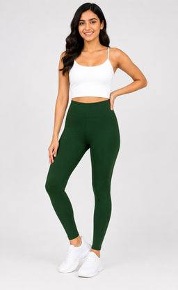 Forest Green Cotton Ankle Length Legging