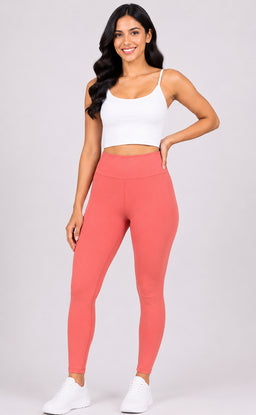 Peach Cotton Stretch Ankle Length Legging