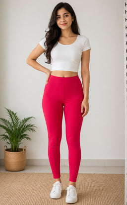 Rani Pink Cotton Stretch Ankle Length Legging