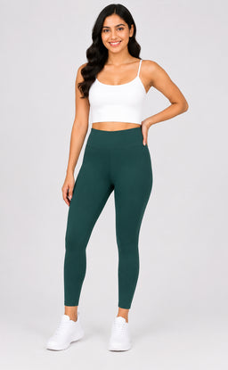 Teal Green Cotton Stretch Ankle Length Legging