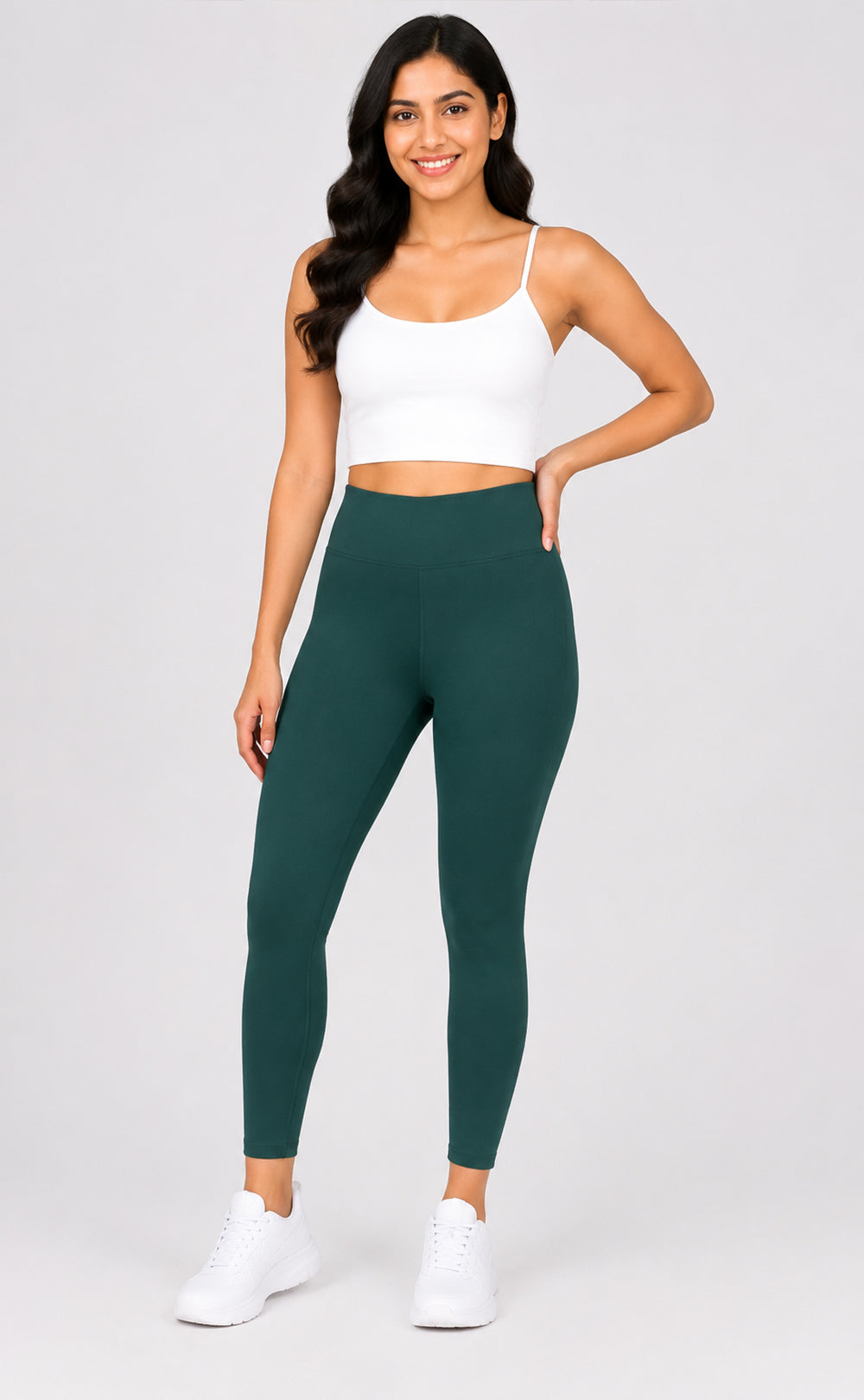 Teal Green Cotton Stretch Ankle Length Legging