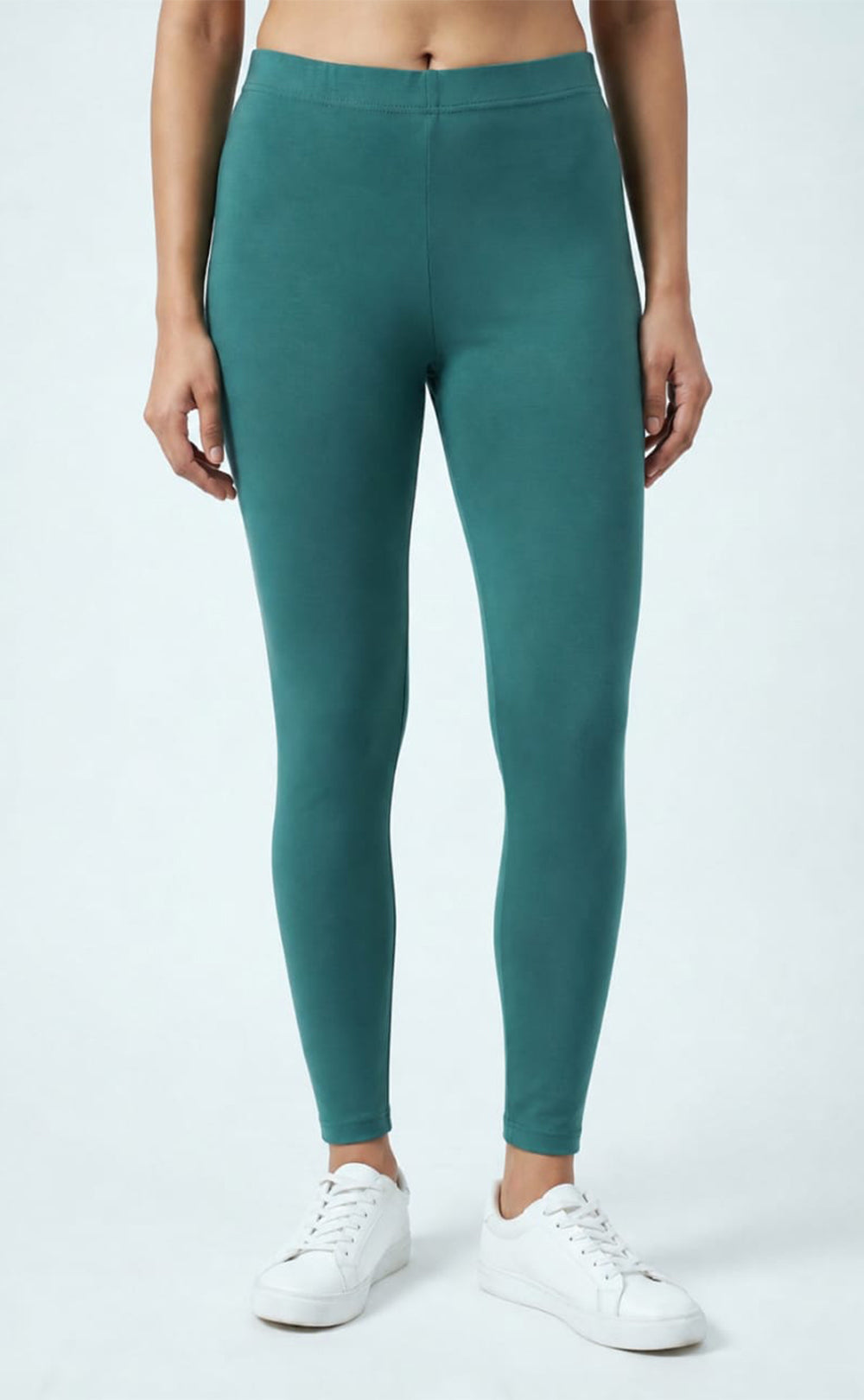Teal Green Cotton Stretch Ankle Length Legging