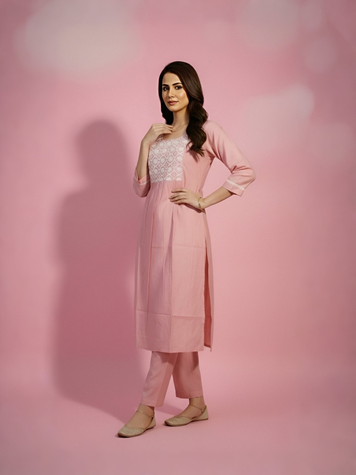 Pink Flare kurti set