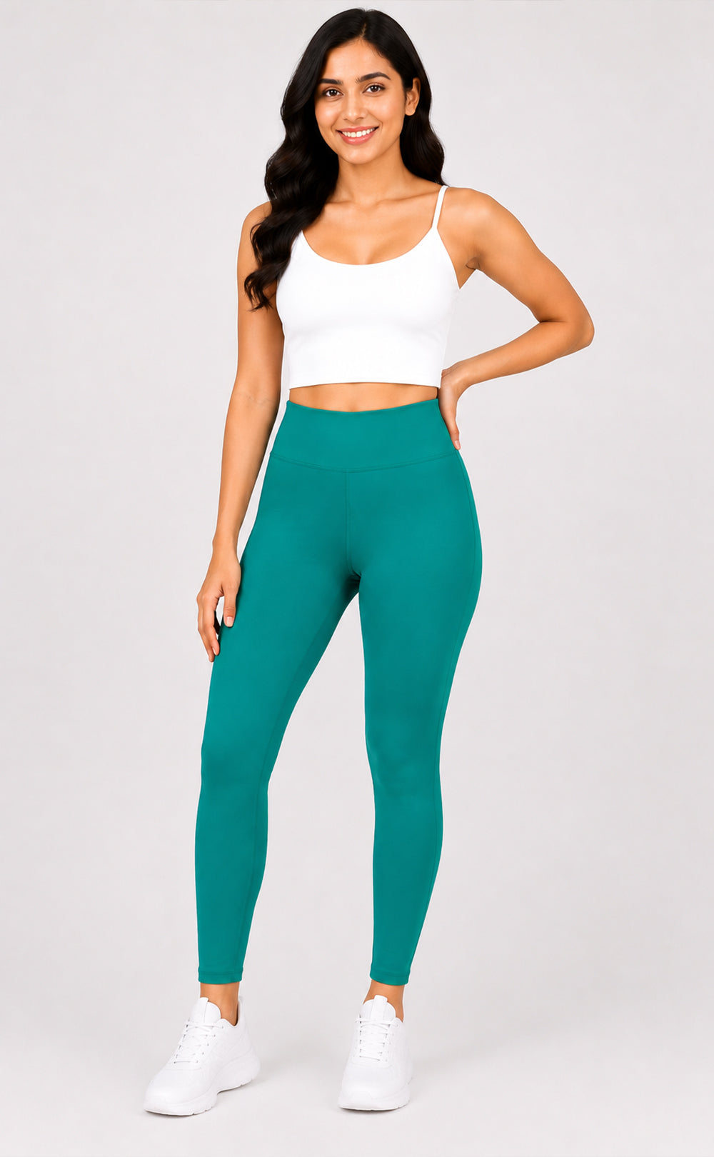 Rani Green Cotton Stretch Ankle Length Legging
