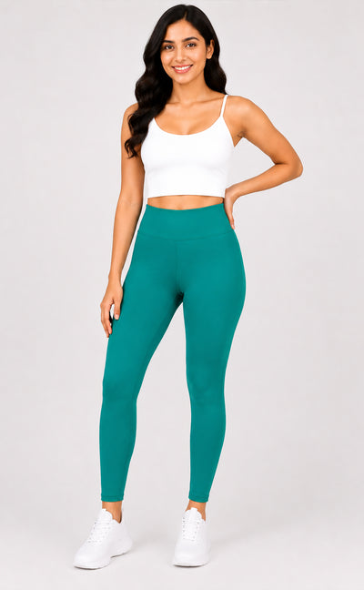 Rani Green Cotton Stretch Ankle Length Legging