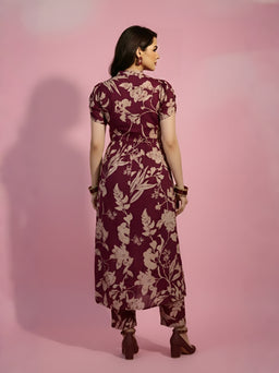 Maroon Floral Cord set