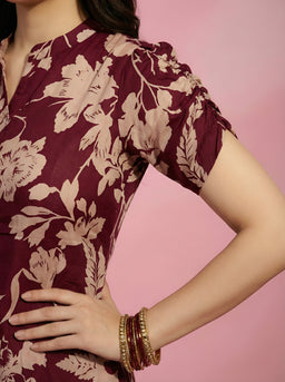 Maroon Floral Cord set