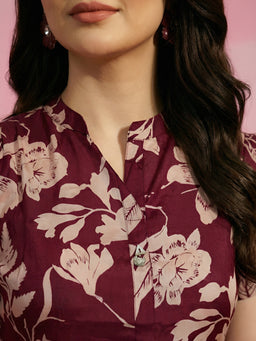 Maroon Floral Cord set