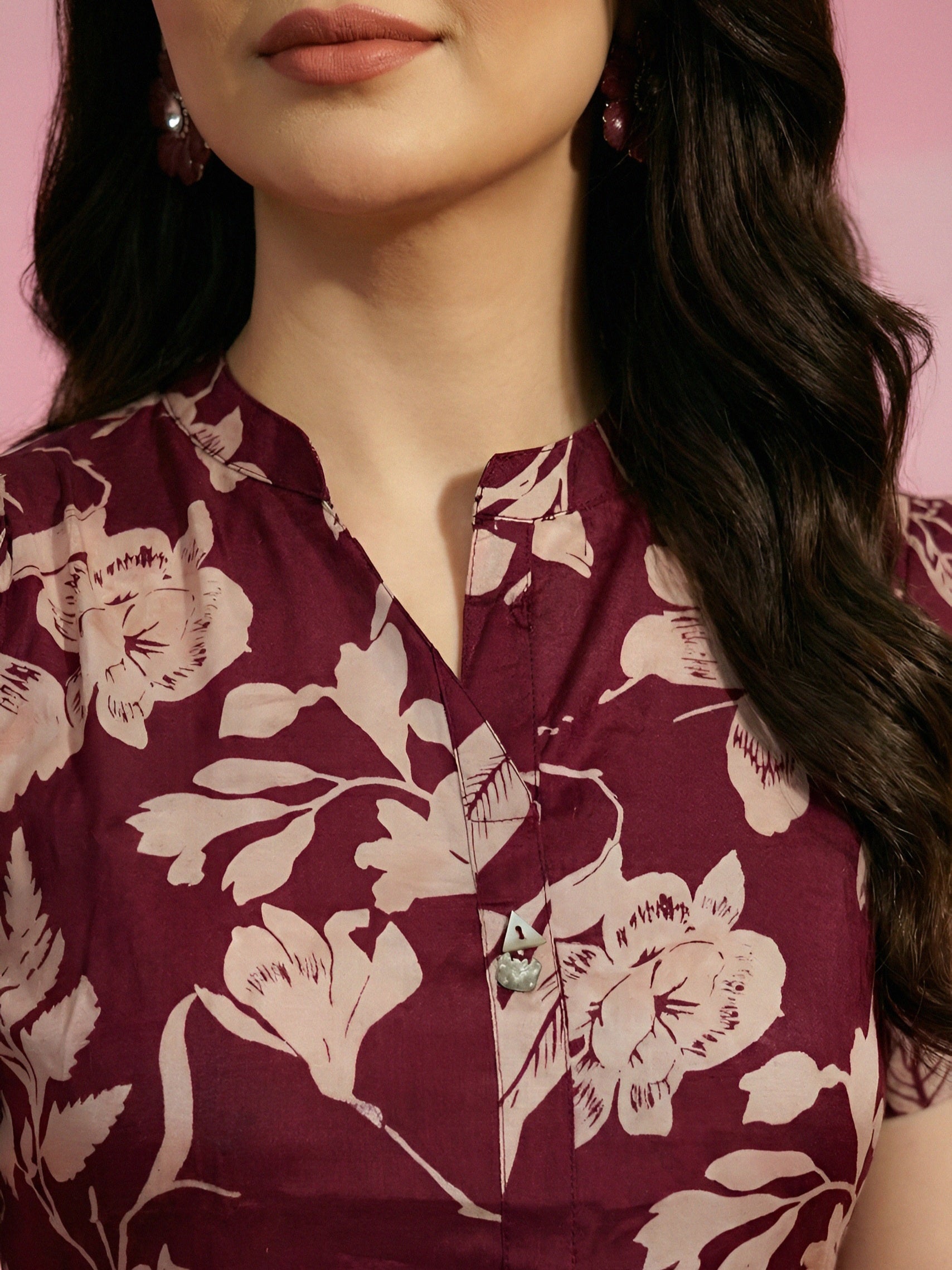 Maroon Floral Cord set