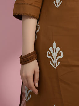 Brown Printed Kurti Set