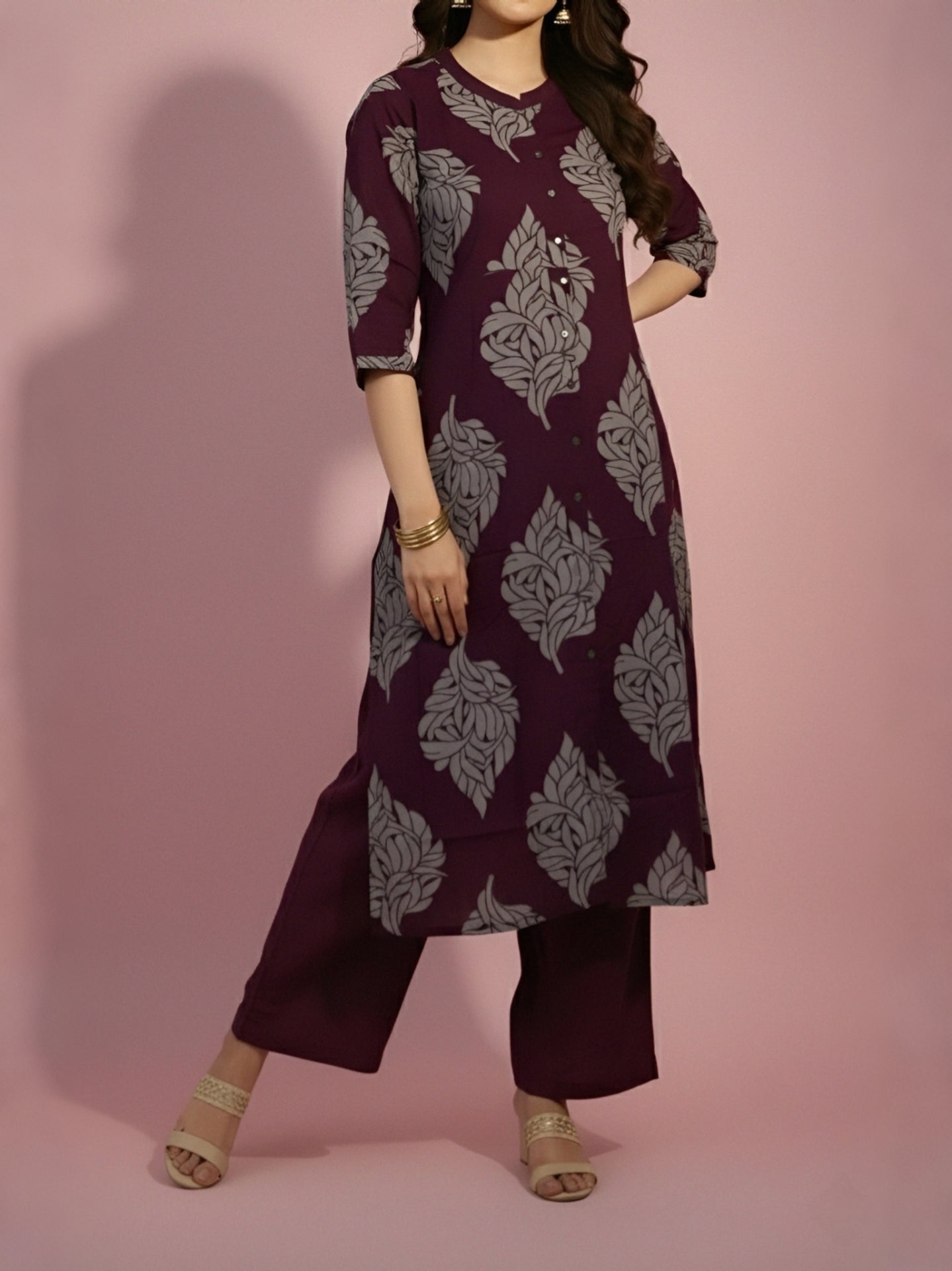 Printed Rayon Kurti Gown Set