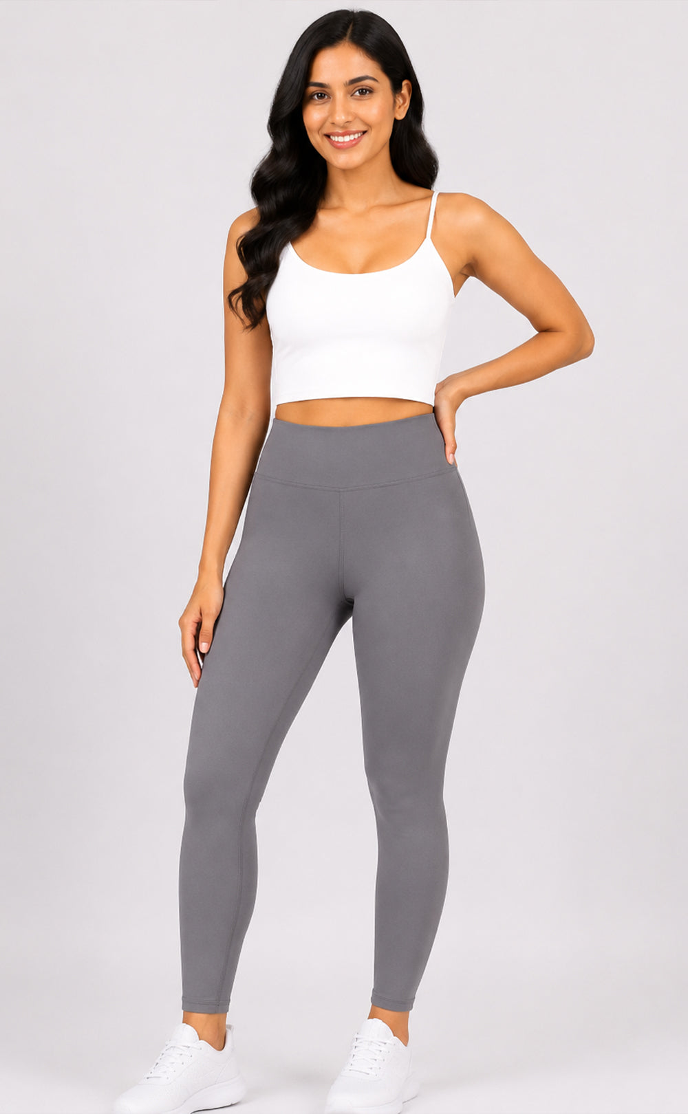 Grey Cotton Stretch Ankle Length Legging