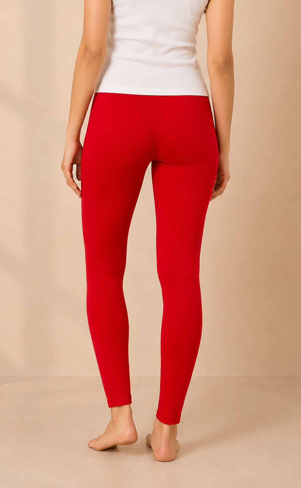 Deep Red Cotton Stretch Ankle Length Legging