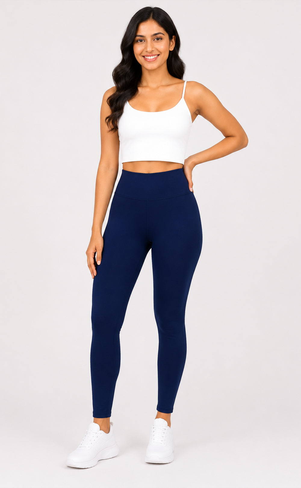 Indigo Blue Cotton Stretch Ankle length Legging