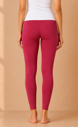 Deep Pink Cotton Stretch Ankle Length Legging