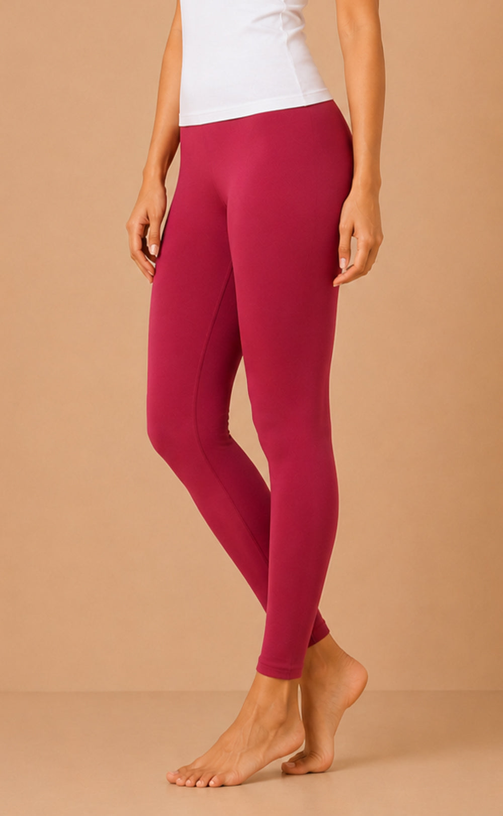 Deep Pink Cotton Stretch Ankle Length Legging