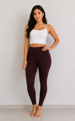 Dark Chocolate Brown Cotton Stretch Ankle Lenght Legging