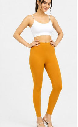 Mustard Yellow Cotton Stretch Ankle Length Legging