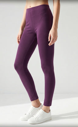 Dark Purple Cotton Stretch Ankle Length Legging