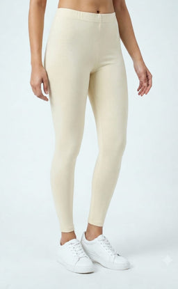 Beige Cotton Stretch Ankle Length Legging