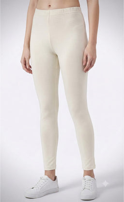 Beige Cotton Stretch Ankle Length Legging
