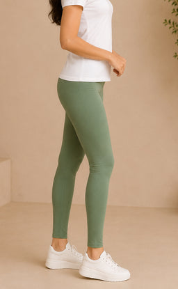 Mint Green Cotton Stretch Ankle Length Legging